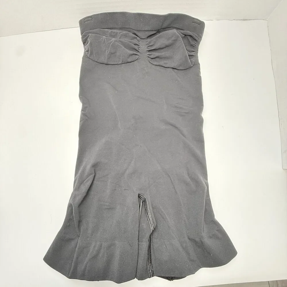 Skims Seamless Sculpt Strapless Shortie Bodysuit In Black (w/brown straps) Sz M